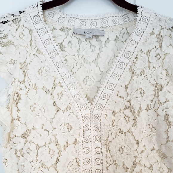 LOFT Sheer Lace & Crochet Style Top - Picture 3 of 6